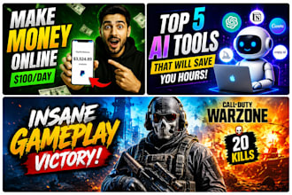design viral gaming youtube thumbnails with high CTR