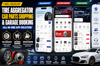 develop tire aggregator, car parts shopping and garage booking app