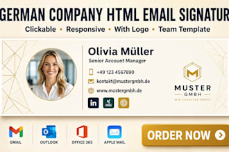 do german company HTML email signature, clickable HTML email signature with logo