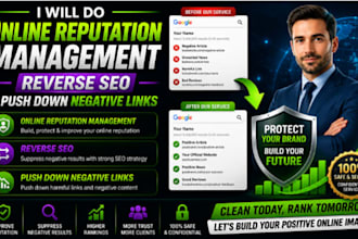 do online reputation management, reverse SEO, and push down negative link