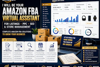 manage your amazon fba store, listings, PPC, SEO and VA support