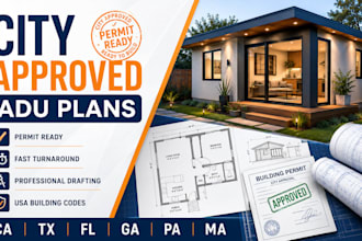 design adu conversion plans with city permit stamp for USA approval