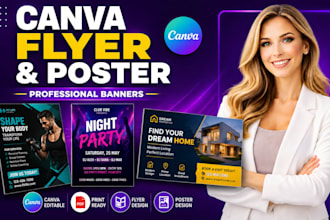 design canva flyer, poster and professional banner
