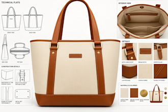 design a complete 3d model tech pack 3d bag handbag 3d tote bag backpack