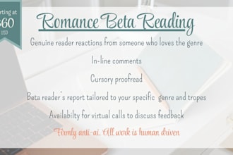 beta read your romance manuscript