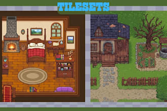 create pixel art tileset game map, pixel scenery, pixel art assets for your game