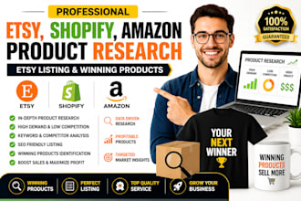 do etsy, shopify, amazon products research, etsy listing, winning products