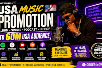 usa music promotion USA album promotion podcast hiphop music to 60m USA audience