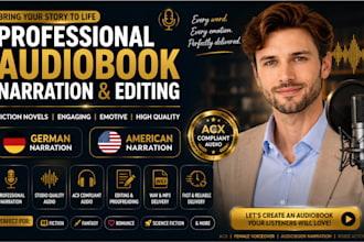 narrate or edit audiobook fiction novel with male voiceover audiobook narrator