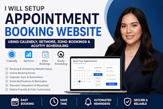 setup appointment booking website using calendy setmore zoho bookings acuity