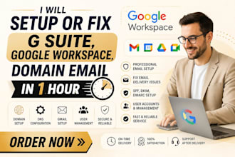 setup or fix g suite, google workspace, domain email in 1 hour
