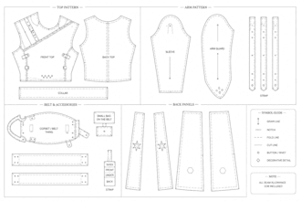do sewing pattern for cosplays, clothes, fabric, eva foam armors, props, costume