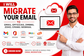 migrate your email to gmail, office365, zimbra, zoho cpanel webmail