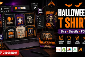 do horror halloween t shirt graphics for etsy shopify and pod merch by amazon