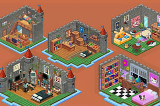 isometric pixel 2d pixel art character sprite sheet animation tileset game asset