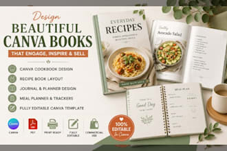 design editable canva workbook meal planner cookbook guide recipe template