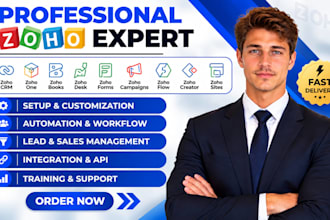 setup zoho crm zoho one zoho book desk form campaign zoho flow creator site