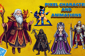 design video game pixel art character, rpg sprite, npc sprite sheet for game art