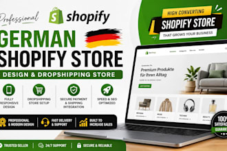 build german shopify store, shopify website and dropshipping shop, shopify store