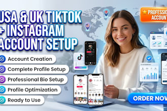create and setup usa tiktok, uk tiktok account, usa uk instagram account tiktok
