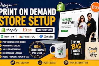 design print on demand setup shopify etsy integration printify merch pod store