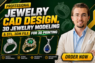 do custom jewelry cad design, 3d cad modeling and stl, 3dm file for 3d printing