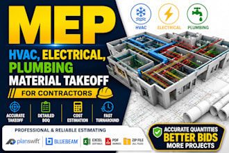 do mep hvac, electrical, plumbing material takeoff for contractors
