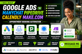 build google ads to manychat pipedrive calendly make com appointment booking