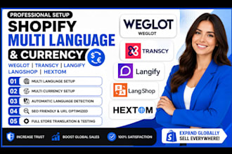 setup shopify multi language and currency weglot transcy langify langshop hextom