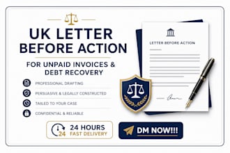 draft a UK letter before action for unpaid invoices and debt recovery