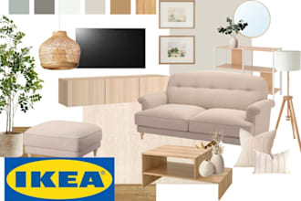 design ikea room interior with 3d renderings, floor plans and shopping list