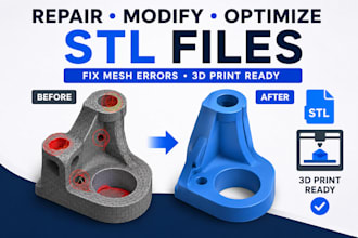 repair create modify stl files, fix mesh errors and prepare for 3d printing