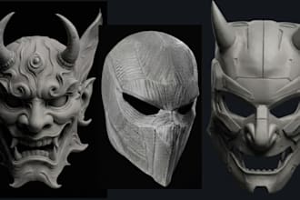 sculpt 3d mask model, 3d mask cosplay mask 3d armor helmet design stl print