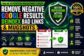 remove negative google results, deindex bad links and mugshots