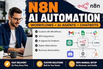 build custom n8n workflows automation, ai agent, chatbots and zapier automaton