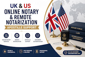 provide UK US online notery, remote notarization and apostille support