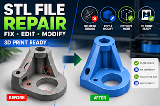do stl file repair, edit, fix and modify for 3d printing, 3d model repair stl