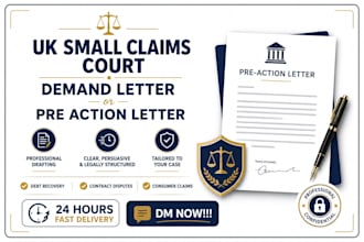 draft a UK small claims court demand letter or pre action letter