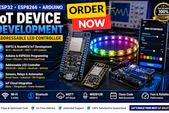 develop esp32 nodemcu iot device and addressable led controller arduino esp8266