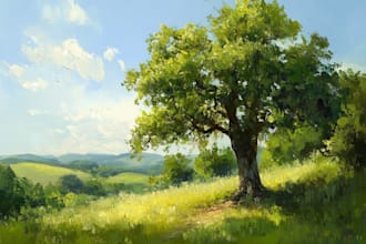 paint landscape in real oil painting
