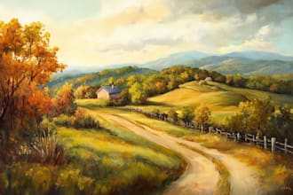 paint landscape in oil painting on canvas