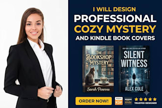 design a cozy mystery book cover or kindle kdp book cover, mystery book cover