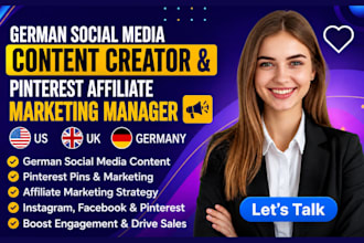 german social media content creator pinterest pins affiliate marketing manager