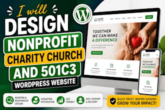design nonprofit charity church and 501c3 wordpress website