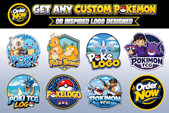 design custom pokemon cards, fakemon, tcg, chibi art, trainer, anime style logo