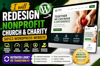 redesign nonprofit church charity 501c3 wordpress website