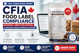 review and fix food labels for cfia canada compliance and amazon approval