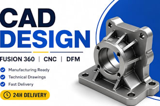 do product design for 3d printing, dfm, cnc using solidworks