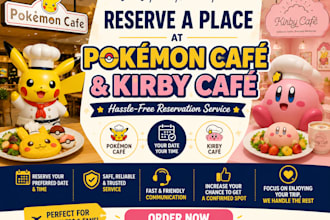 reserve a place for pokemon cafe and kirby cafe