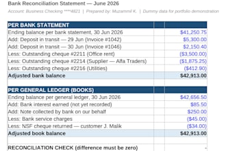 do bank reconciliation, bookkeeping and excel data cleanup
